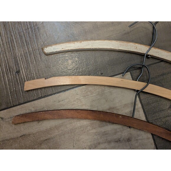 Bundle Lot of 3 Vintage Wooden Curved Clothes Coat Hangers - Picture 3 of 3